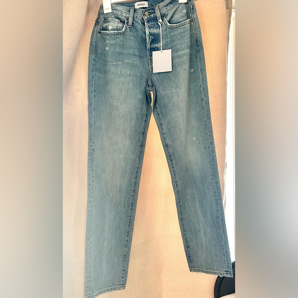 Pistola Light Blue Charlie High Rise Straight Leg Jeans